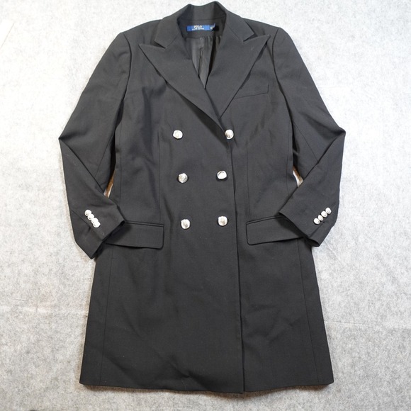 Ralph Lauren Jackets & Blazers - Polo Ralph Lauren Jacket Womens 10 Wool Black Double Breasted Long Peak Collar